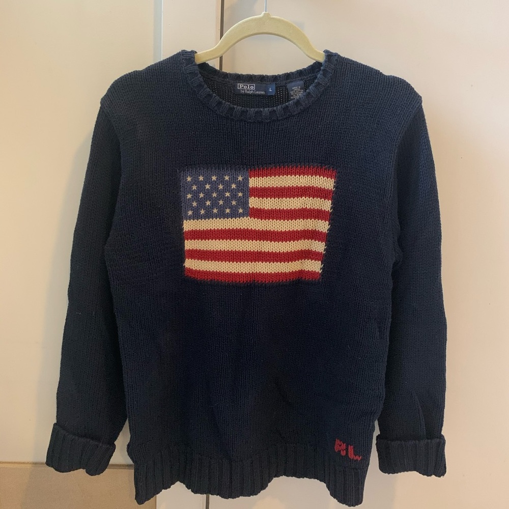 Polo Ralph Lauren vintage flag sweater navy